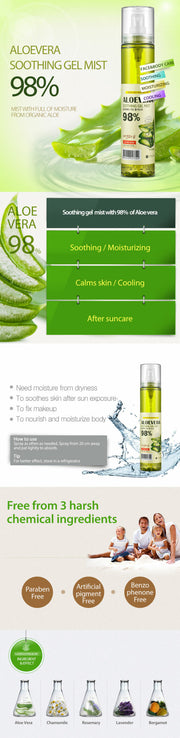 From Nature Aloevera 98% Soothing Gel Mist 120ml
